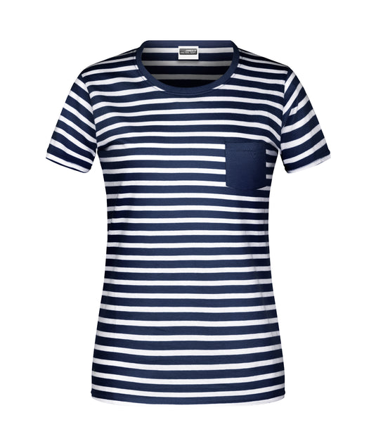 T-Shirt in maritimem Look mit Brusttasche - 8027