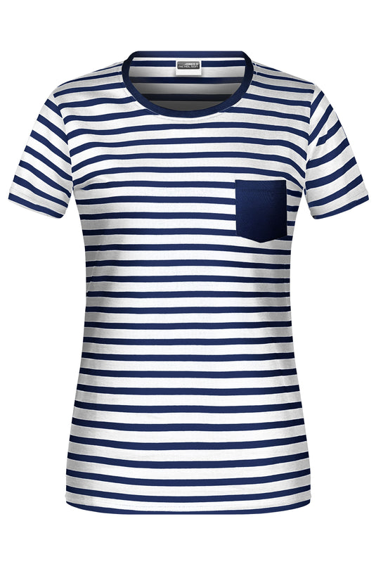 T-Shirt in maritimem Look mit Brusttasche - 8027