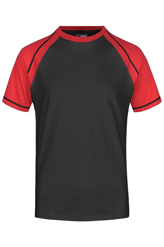 T-Shirt in sportlicher, zweifarbiger Optik - JN010