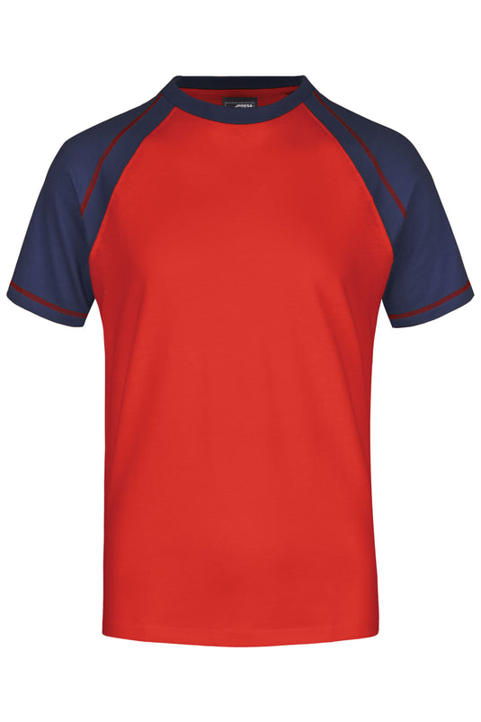 T-Shirt in sportlicher, zweifarbiger Optik - JN010