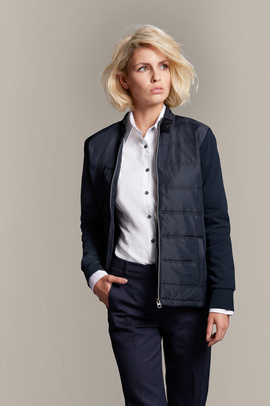 Modische Sweat Jacke in attraktivem Materialmix - JN1123